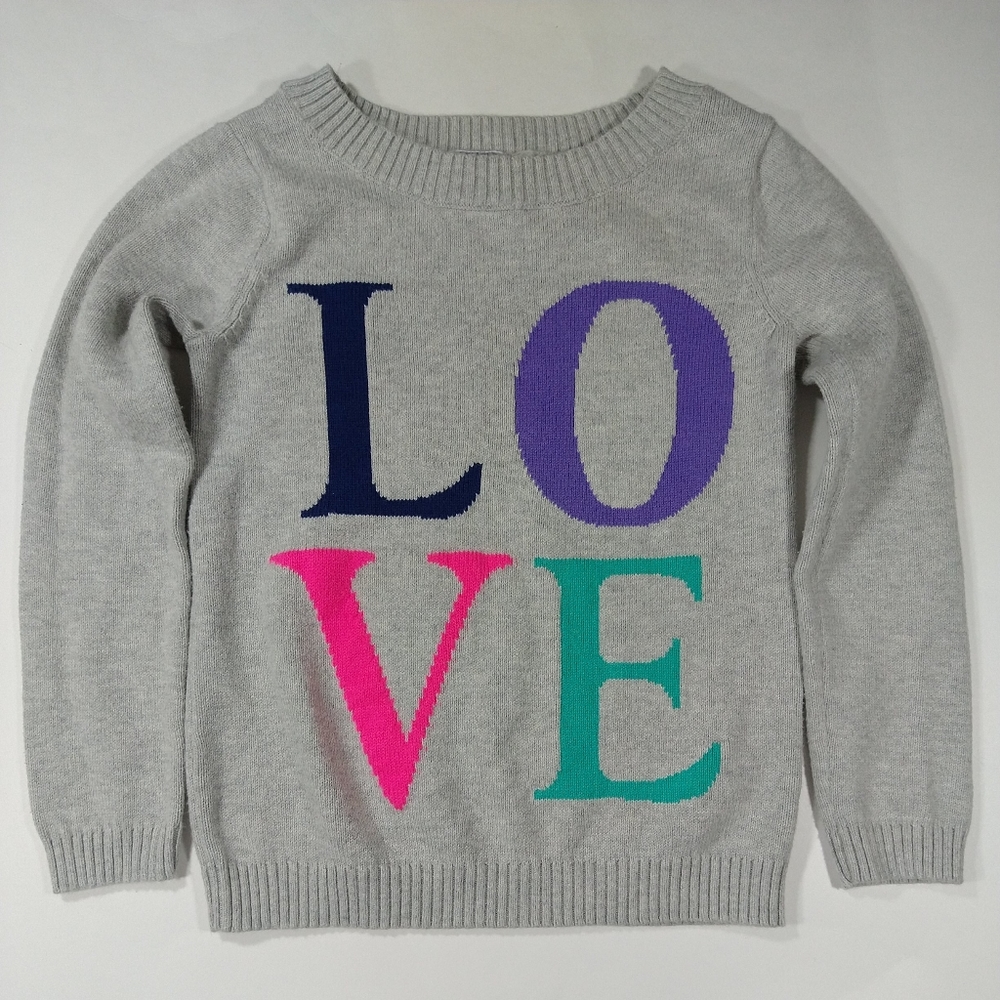 Girls Sweater Size 5 Gray Love Carters Long Sleeve